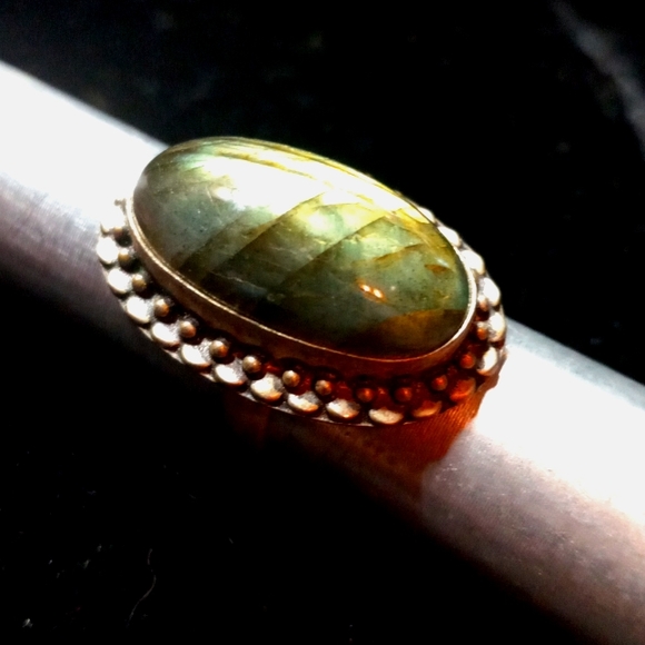 112 NWT Labradorite gemstone crystal 925 silver ring size 9 free shipping sale - Picture 4 of 7